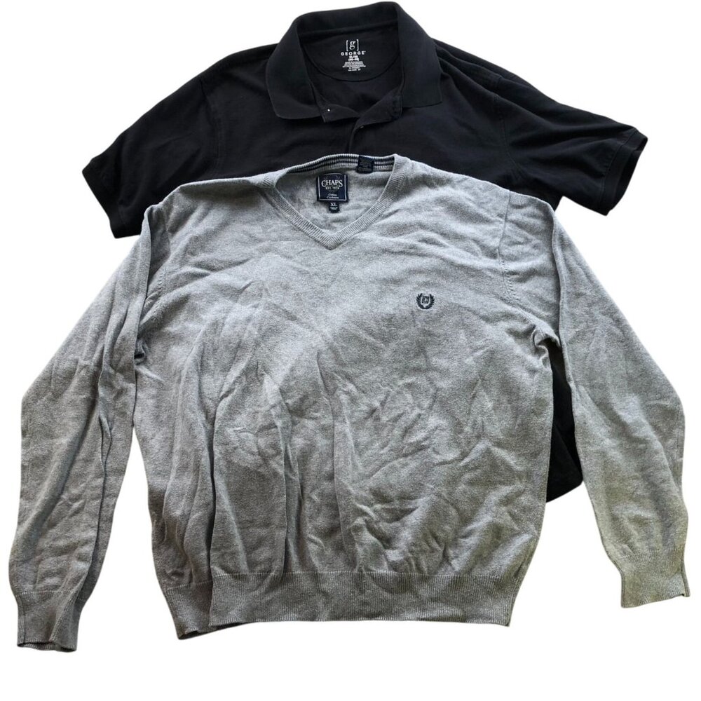 George Chaps Mens Tops Size XL Lot Of Two Polo & Sweater Classic Neutral Casual